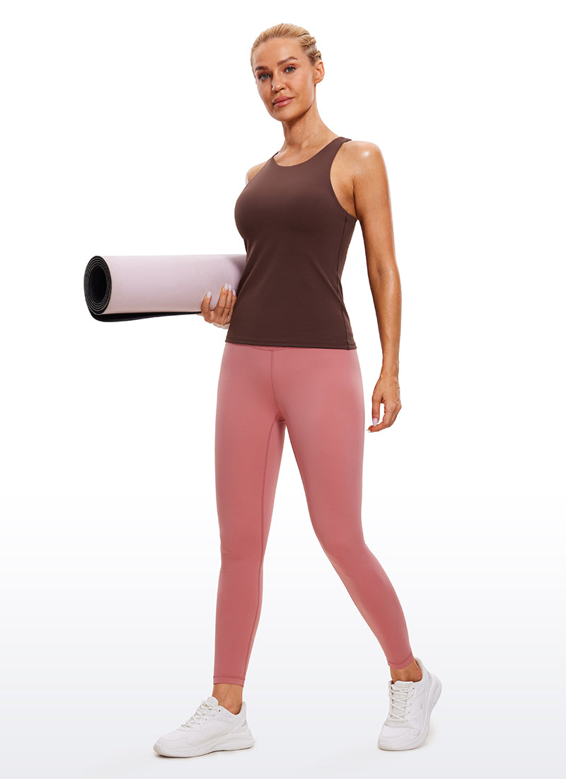 CRZ YOGA Butterluxe Camiseta con Espalda Cruzada y Estampado para Mujer Gris pardo