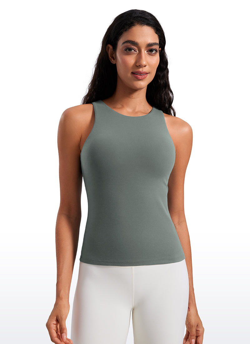CRZ YOGA Butterluxe Camiseta con Espalda Cruzada y Estampado para Mujer Salvia gris