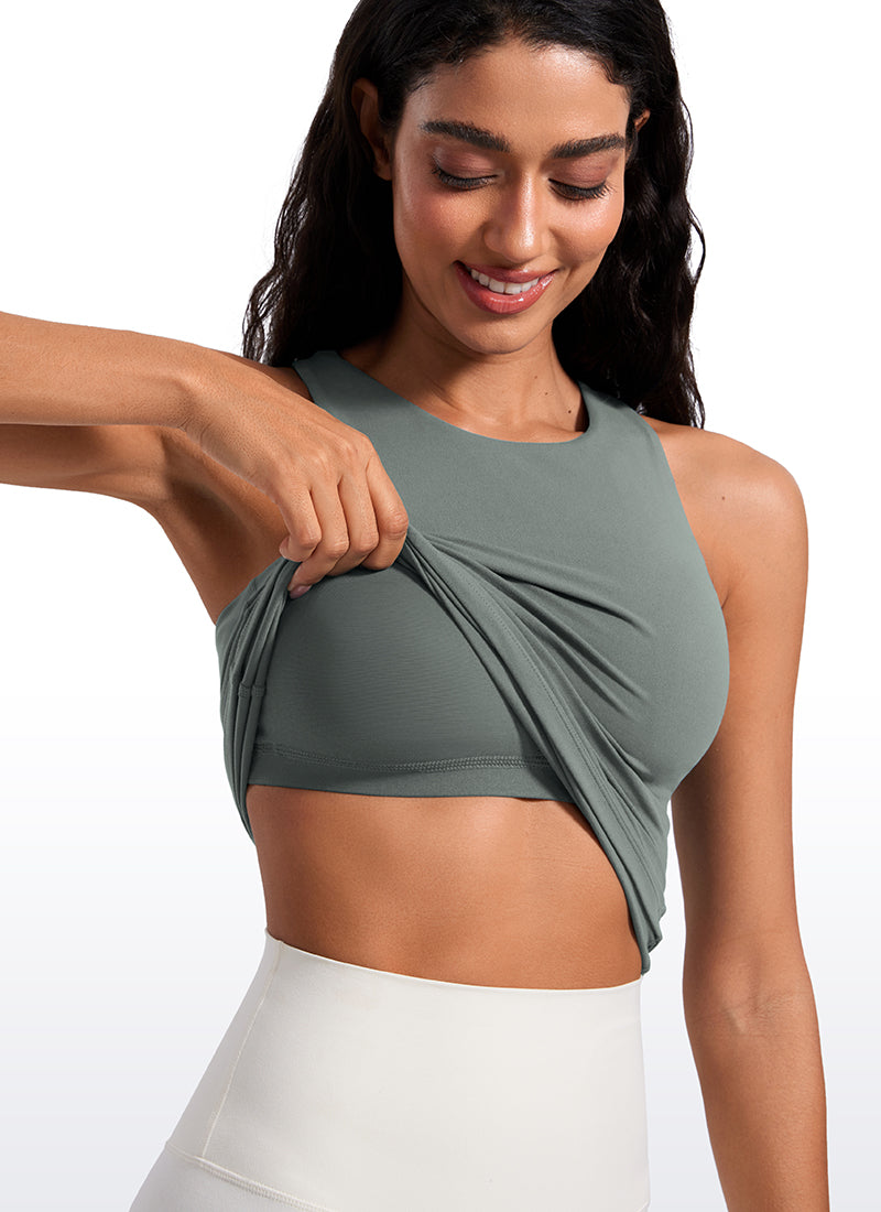 CRZ YOGA Butterluxe Camiseta con Espalda Cruzada y Estampado para Mujer Salvia gris