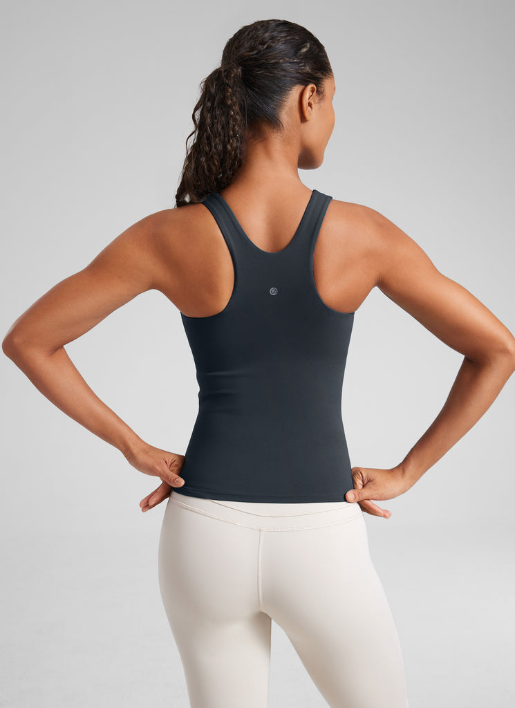 CRZ YOGA Butterluxe Camiseta con Espalda Cruzada y Estampado para Mujer True Navy