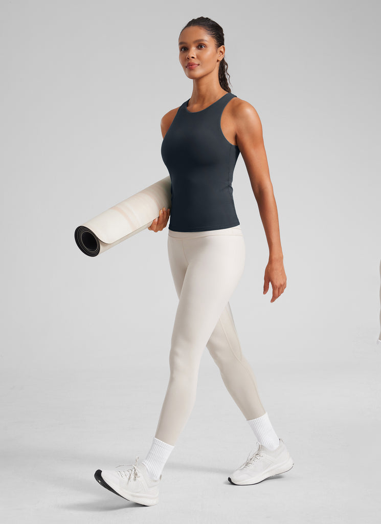 CRZ YOGA Butterluxe Camiseta con Espalda Cruzada y Estampado para Mujer True Navy