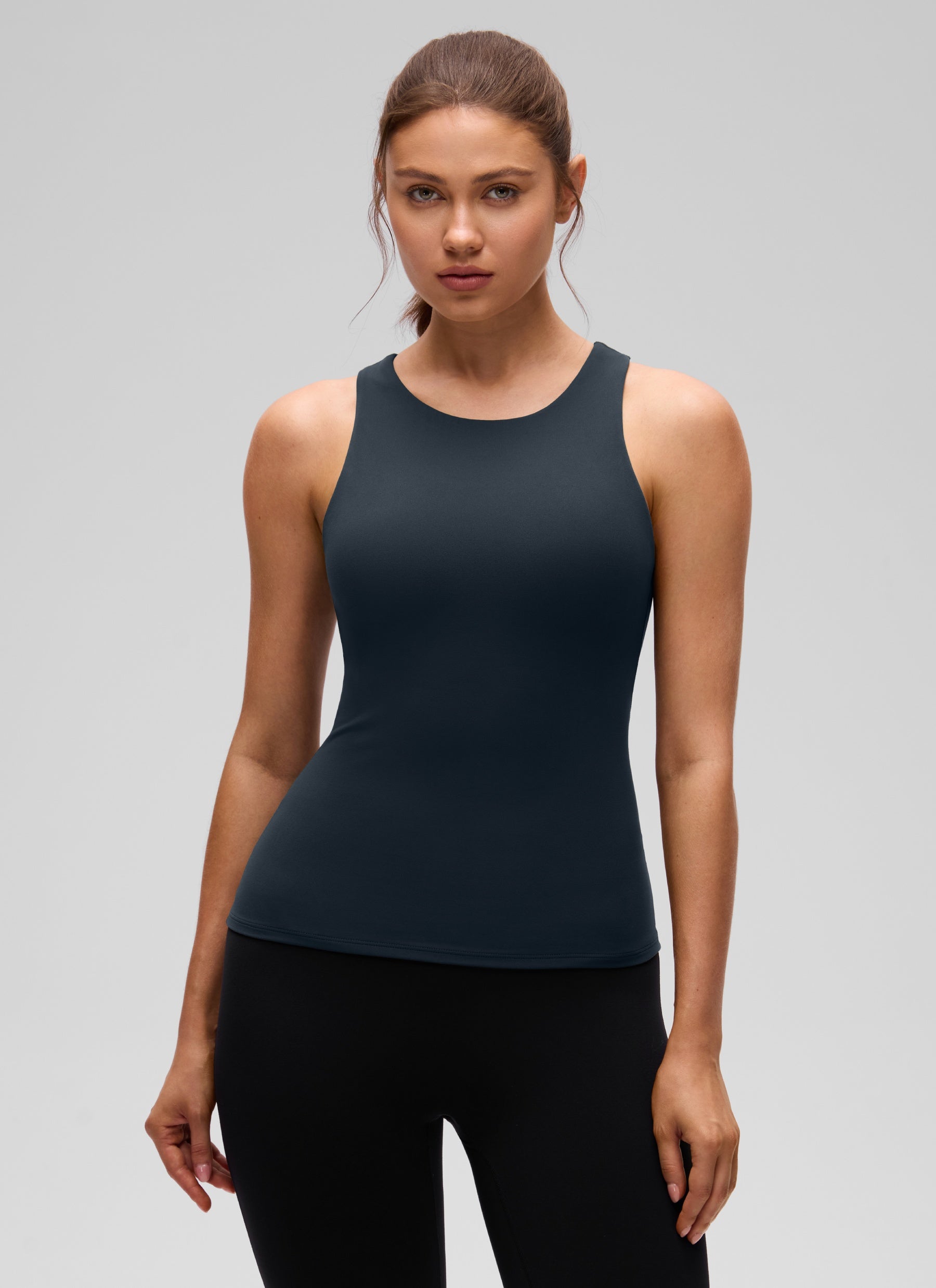 CRZ YOGA Butterluxe Camiseta con Espalda Cruzada y Estampado para Mujer True Navy