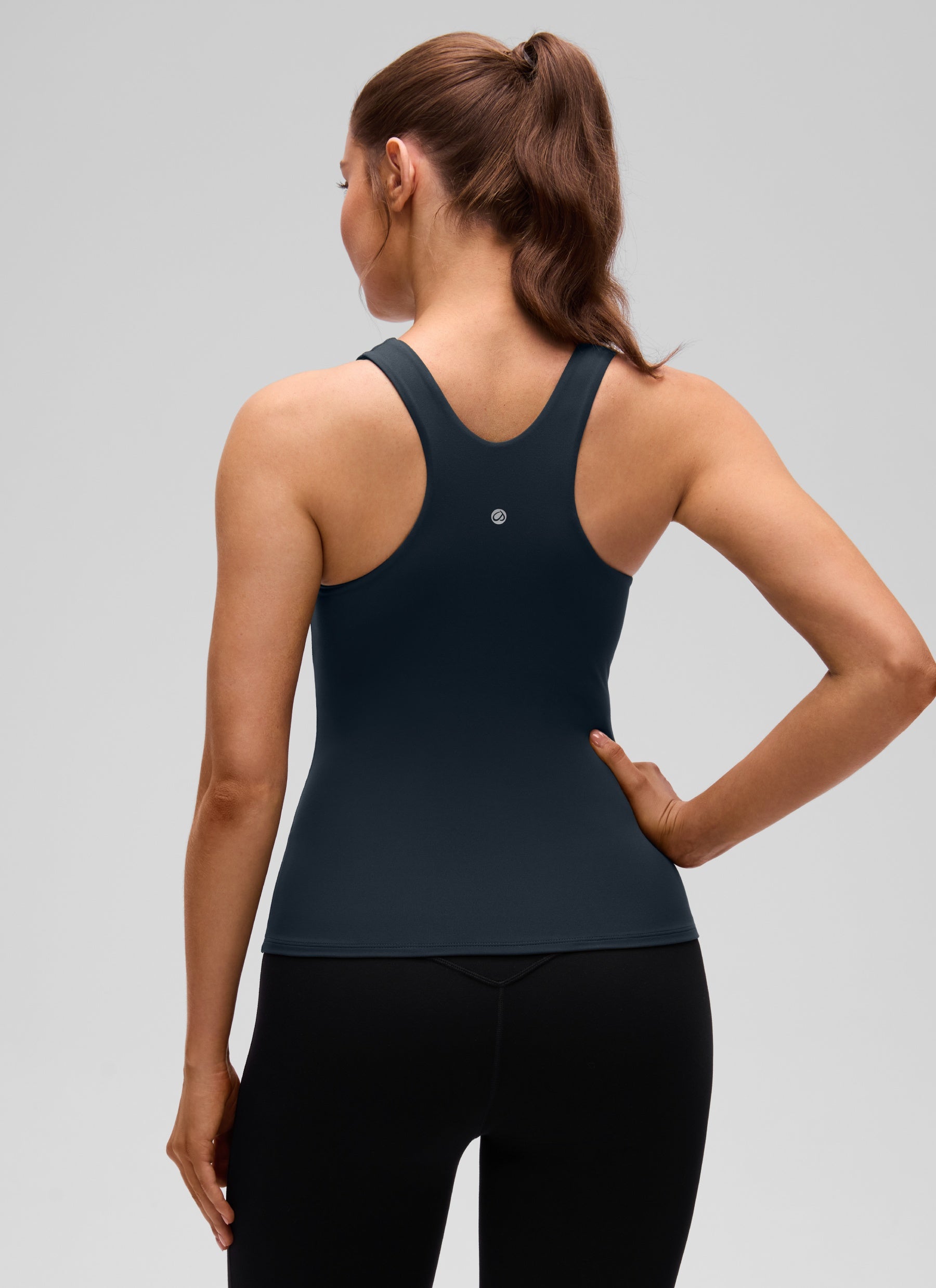 CRZ YOGA Butterluxe Camiseta con Espalda Cruzada y Estampado para Mujer True Navy