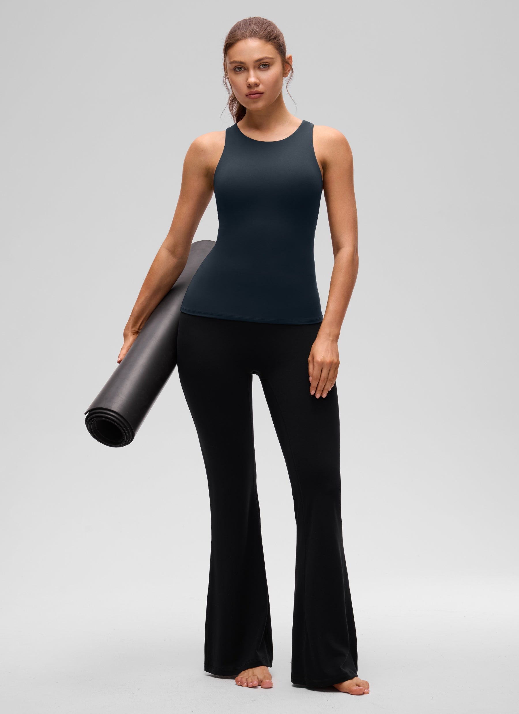 CRZ YOGA Butterluxe Camiseta con Espalda Cruzada y Estampado para Mujer True Navy