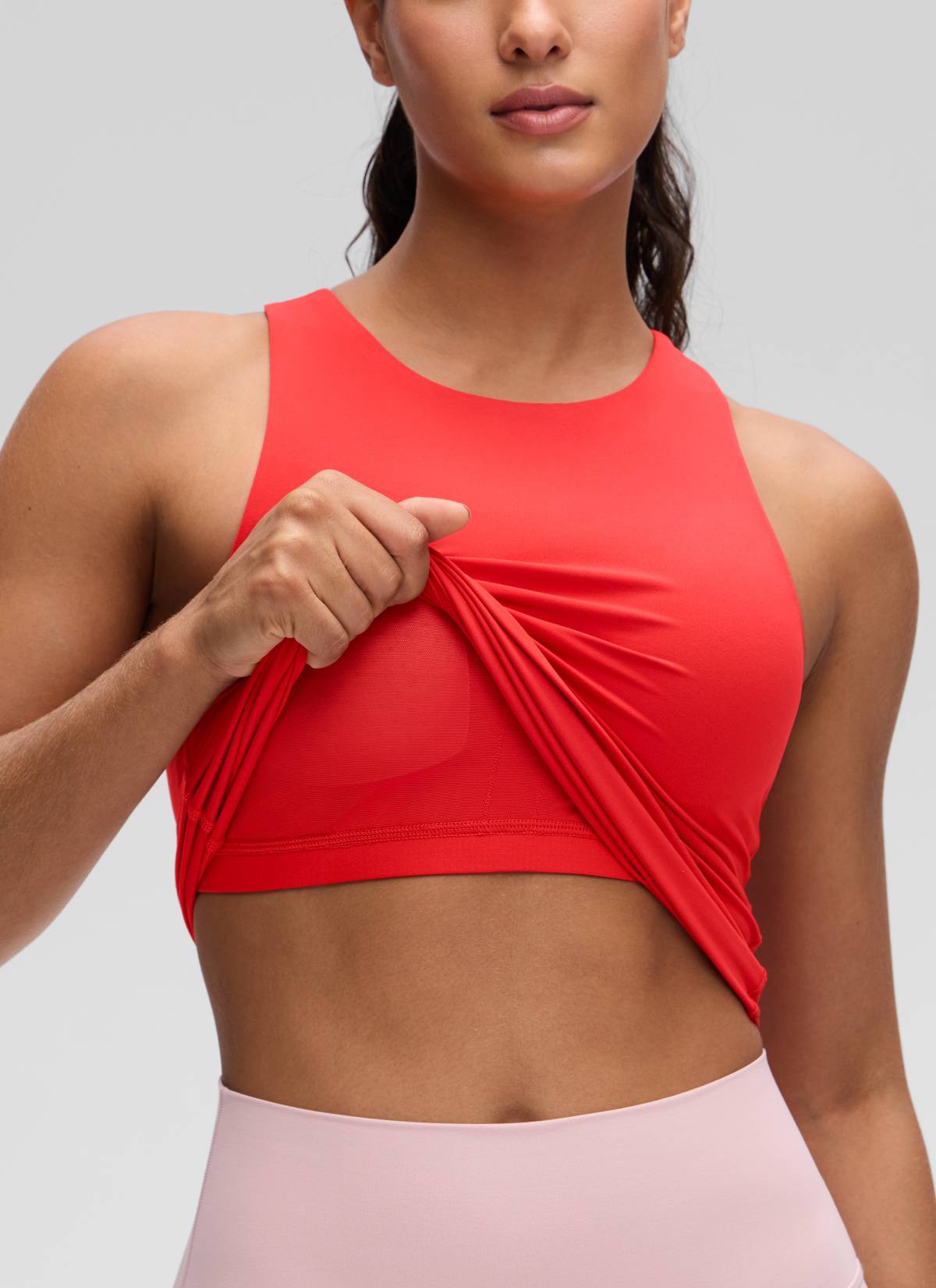 CRZ YOGA Butterluxe Camiseta con Espalda Cruzada y Estampado para Mujer Rojo Profundo