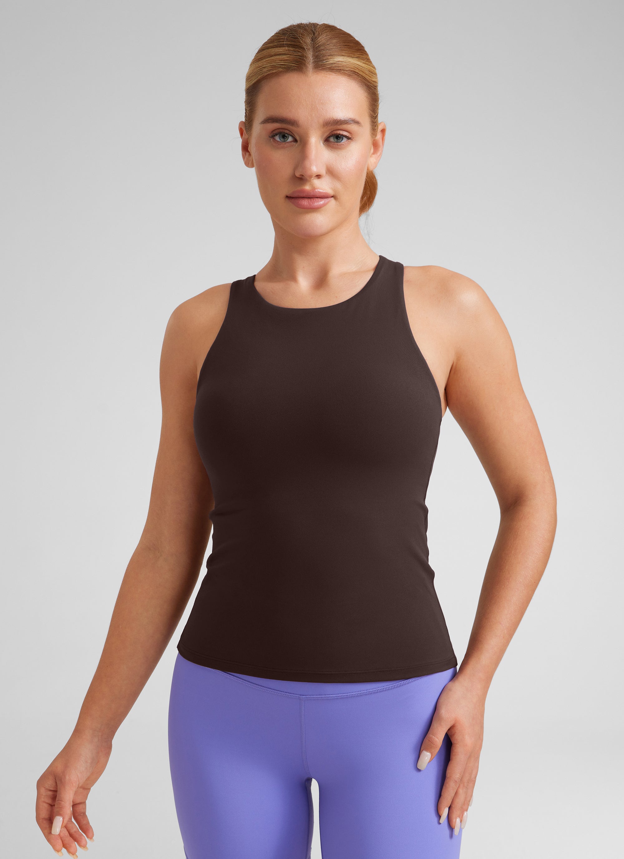 CRZ YOGA Butterluxe Camiseta con Espalda Cruzada y Estampado para Mujer Marrón Fudge Caliente