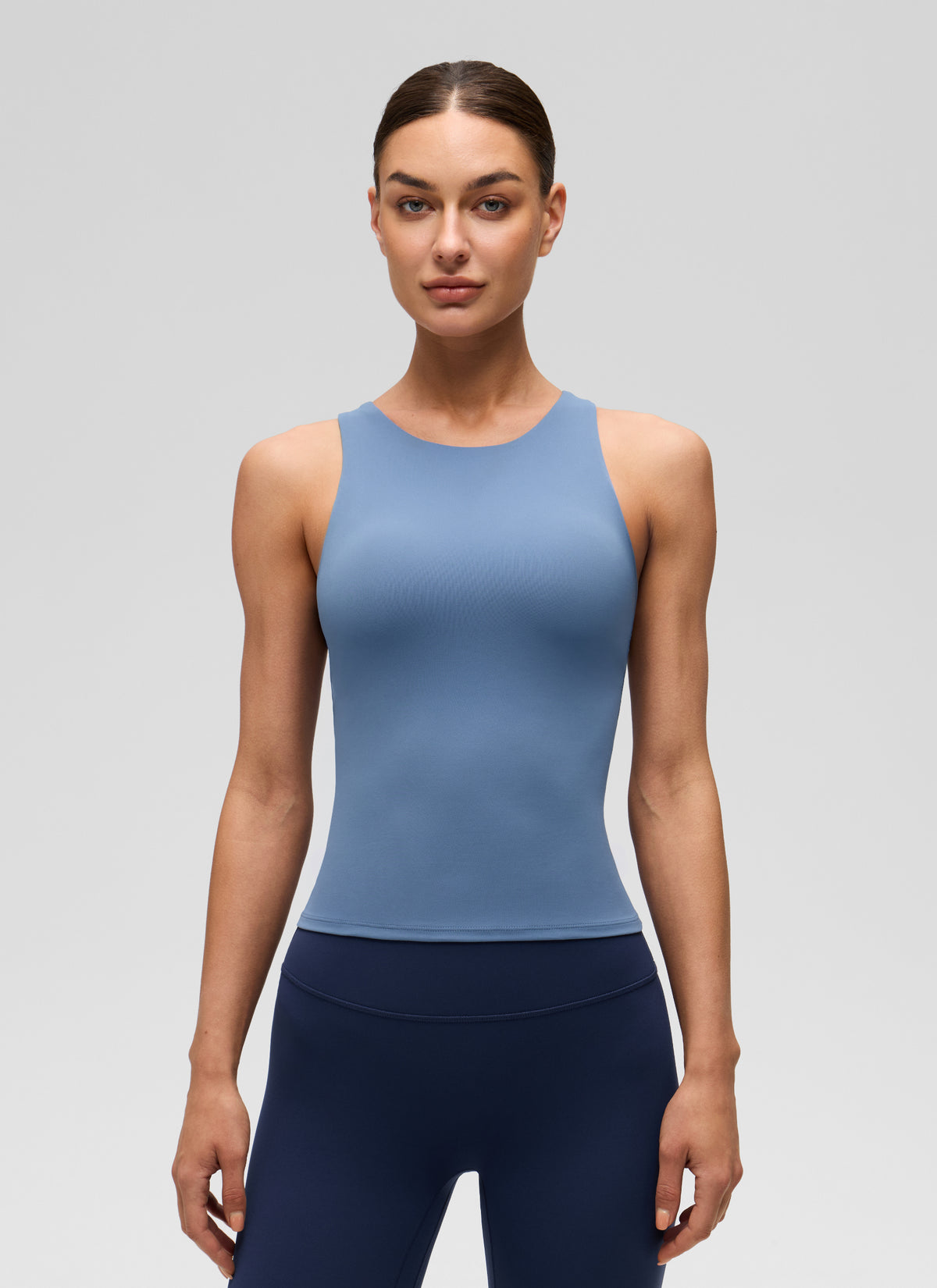 CRZ YOGA Butterluxe Camiseta con Espalda Cruzada y Estampado para Mujer Oasis Azul @model_info:K