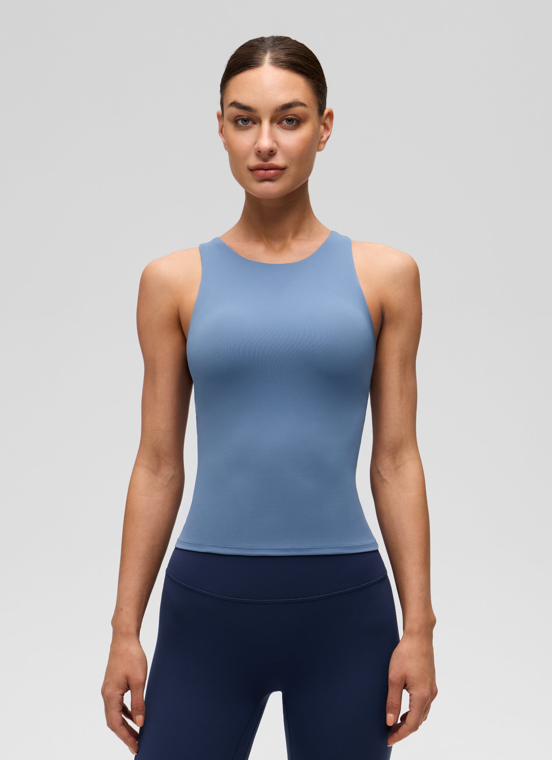 CRZ YOGA Butterluxe Camiseta con Espalda Cruzada y Estampado para Mujer Oasis Azul