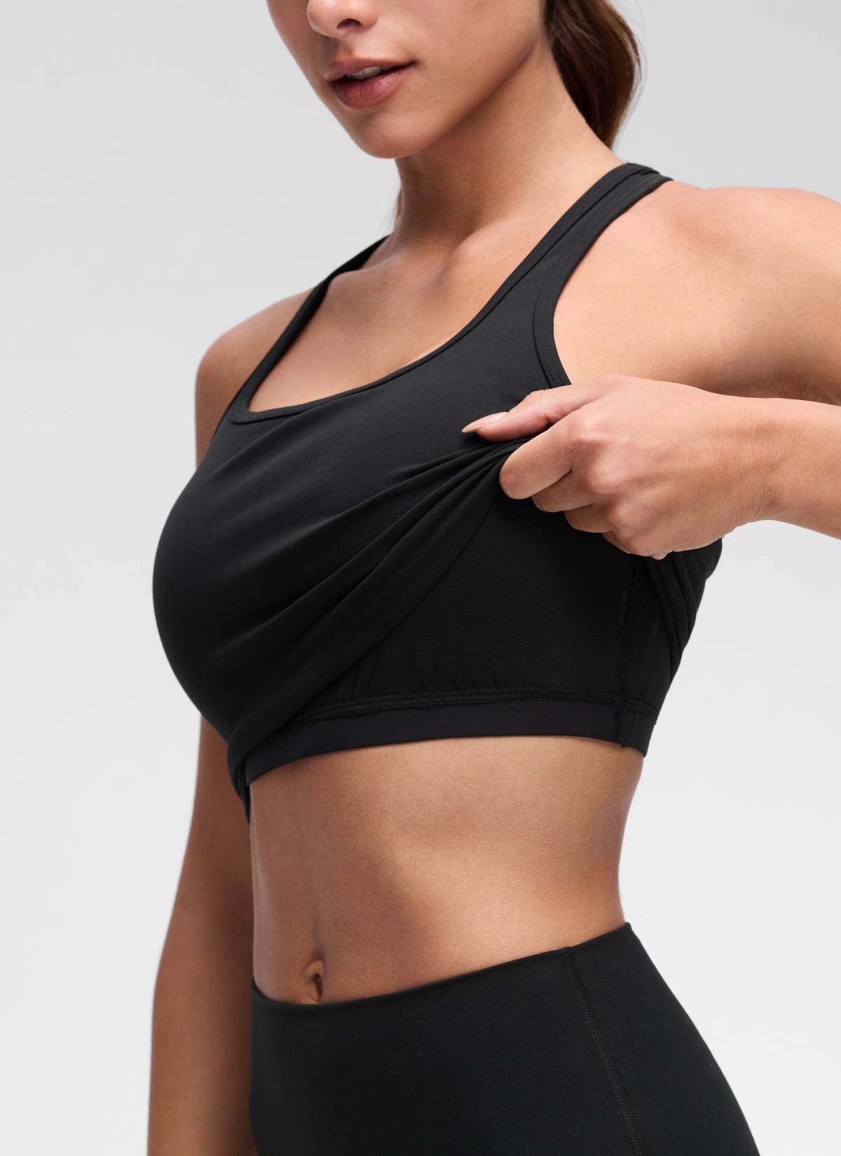 CRZ YOGA Sujetador con Escote Redondo y Espalda en Y para Mujer Negro