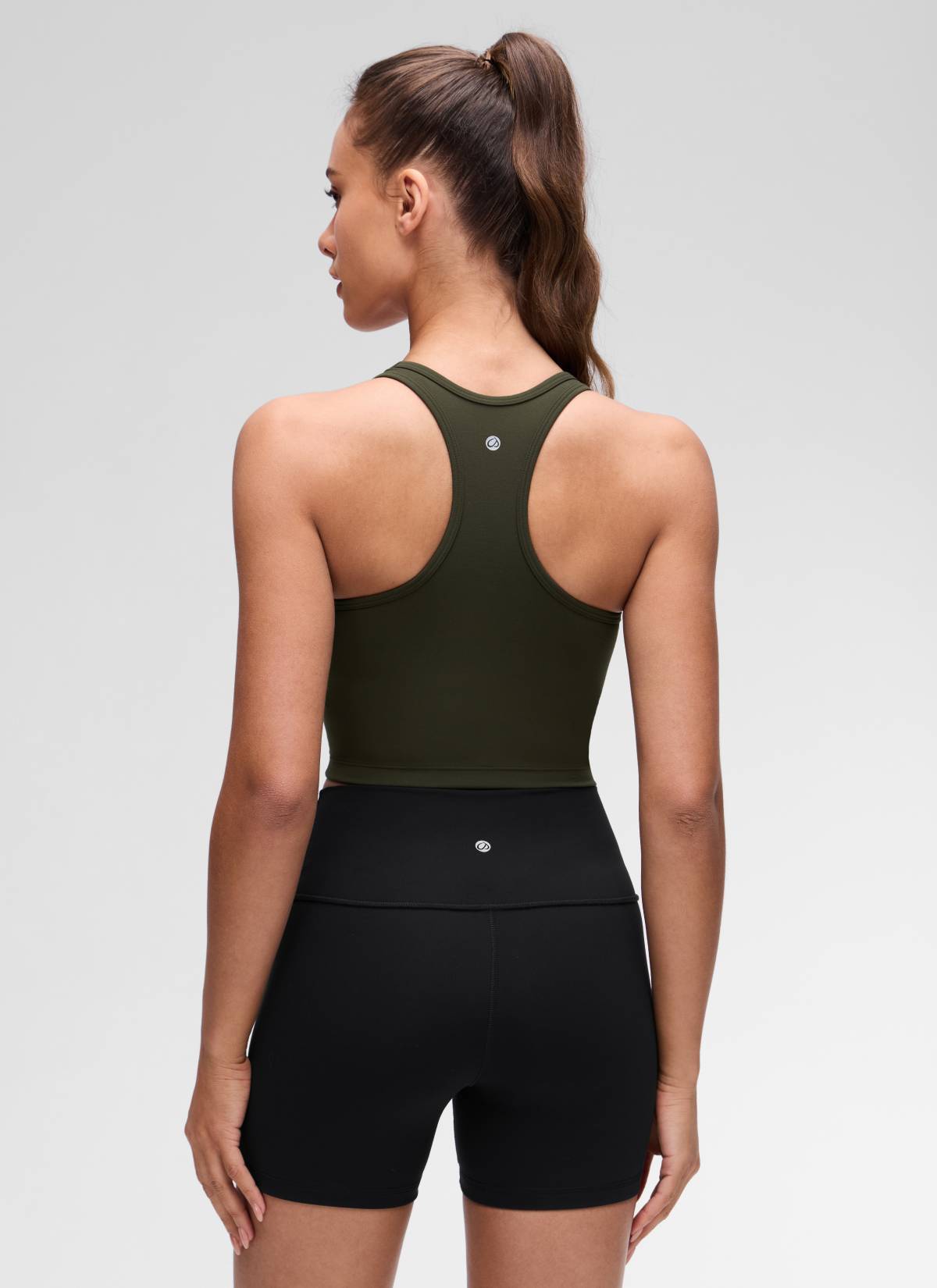 CRZ YOGA Sujetador con Escote Redondo y Espalda en Y para Mujer Verde Oliva