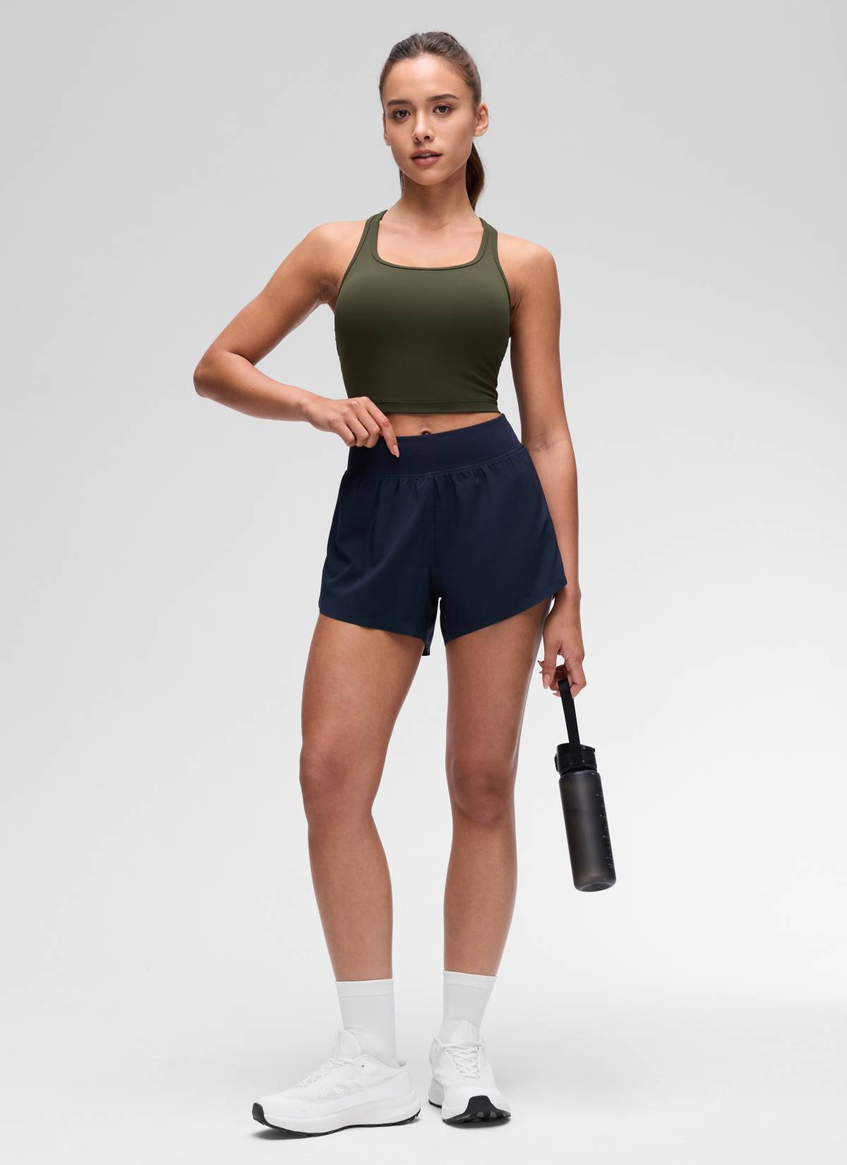 CRZ YOGA Sujetador con Escote Redondo y Espalda en Y para Mujer Verde Oliva