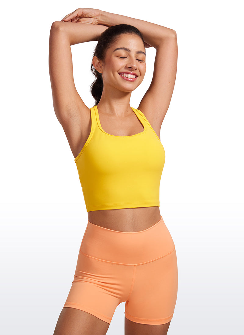 CRZ YOGA Sujetador con Escote Redondo y Espalda en Y para Mujer Amarillo Alta Visibilidad