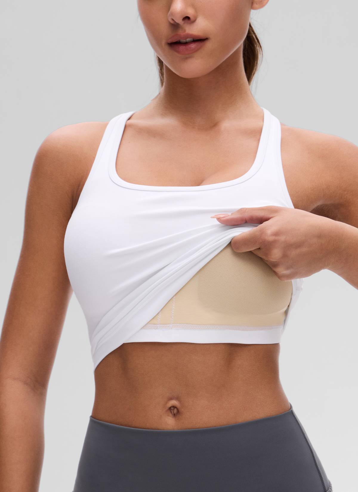 CRZ YOGA Sujetador con Escote Redondo y Espalda en Y para Mujer blanco