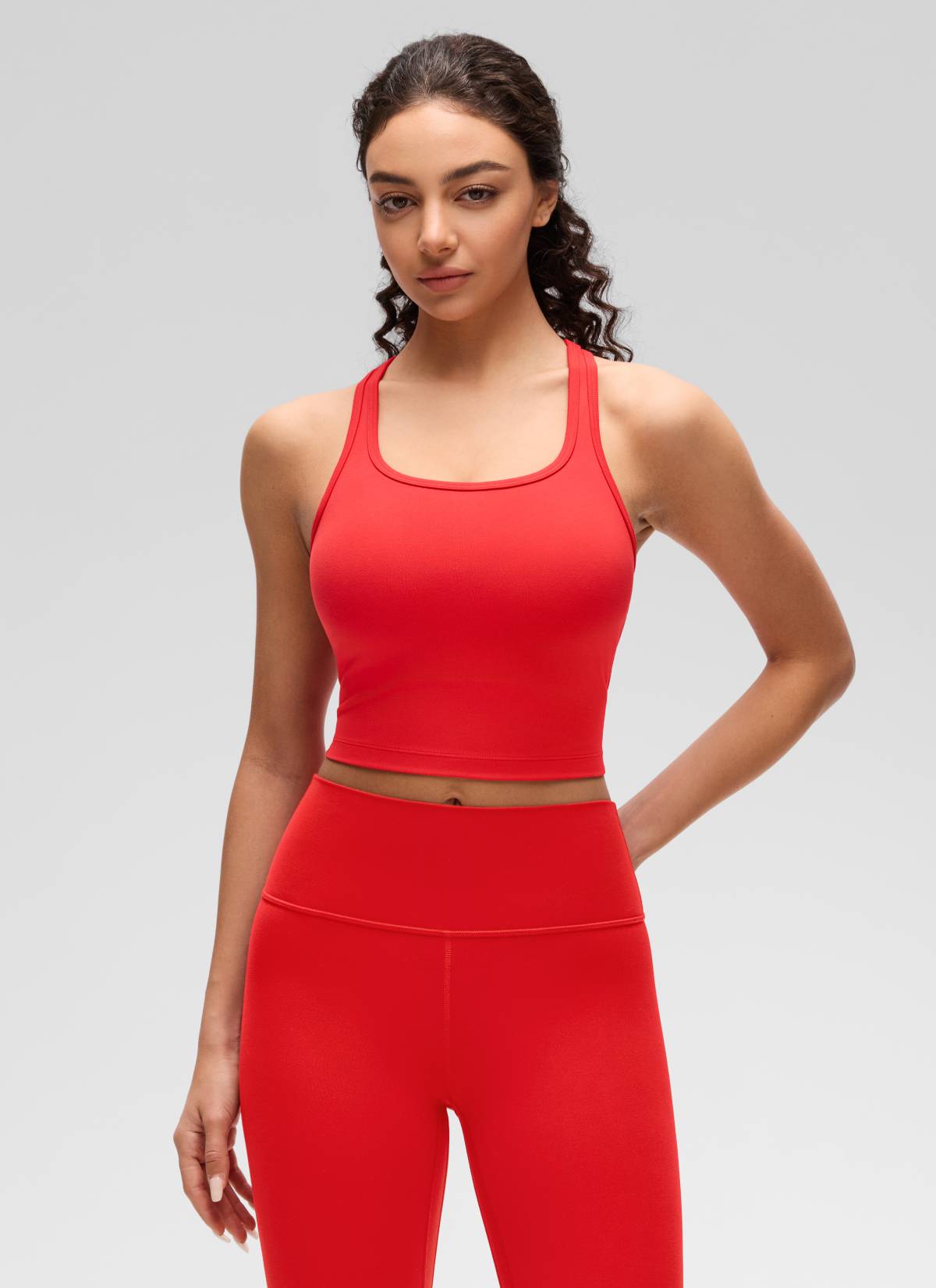 CRZ YOGA Sujetador con Escote Redondo y Espalda en Y para Mujer Rojo Profundo