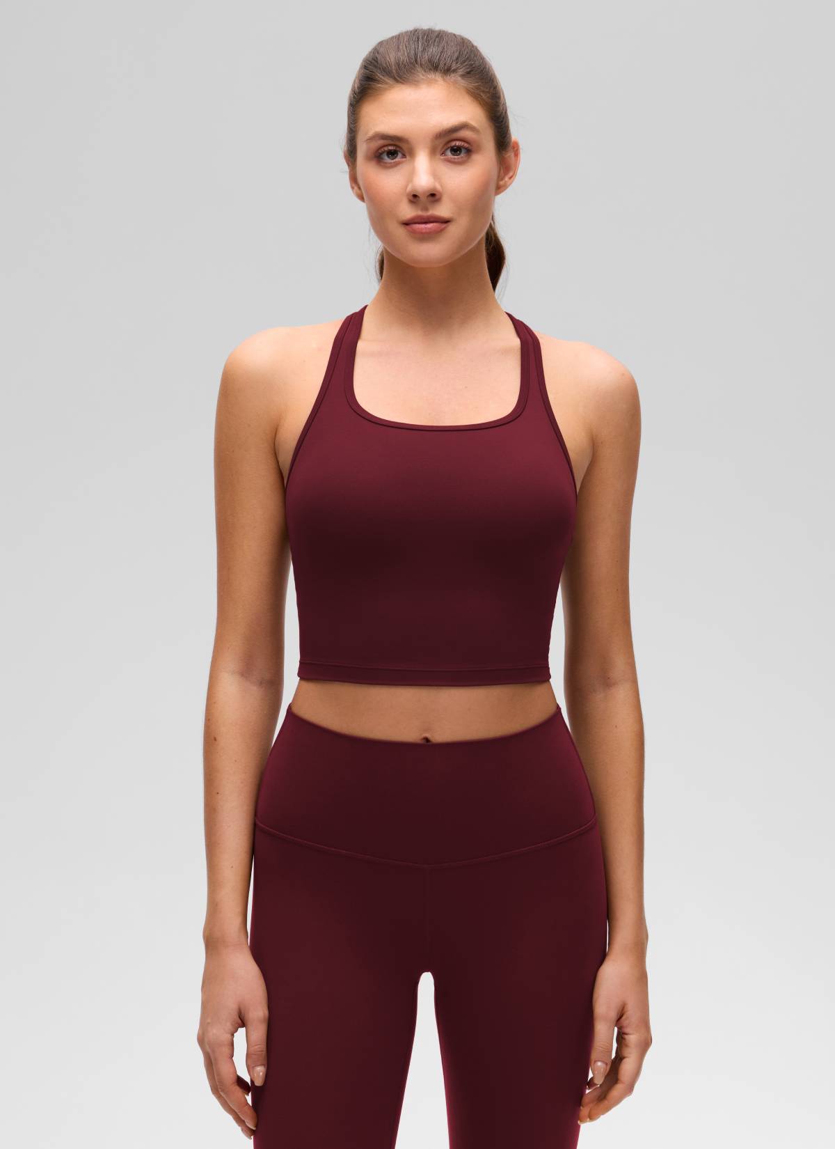 CRZ YOGA Sujetador con Escote Redondo y Espalda en Y para Mujer Merlot Rojo