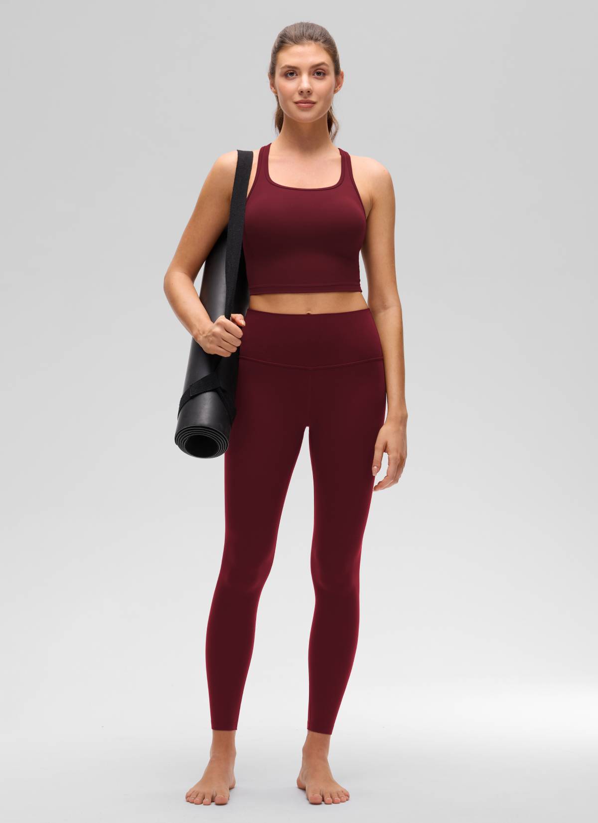 CRZ YOGA Sujetador con Escote Redondo y Espalda en Y para Mujer Merlot Rojo