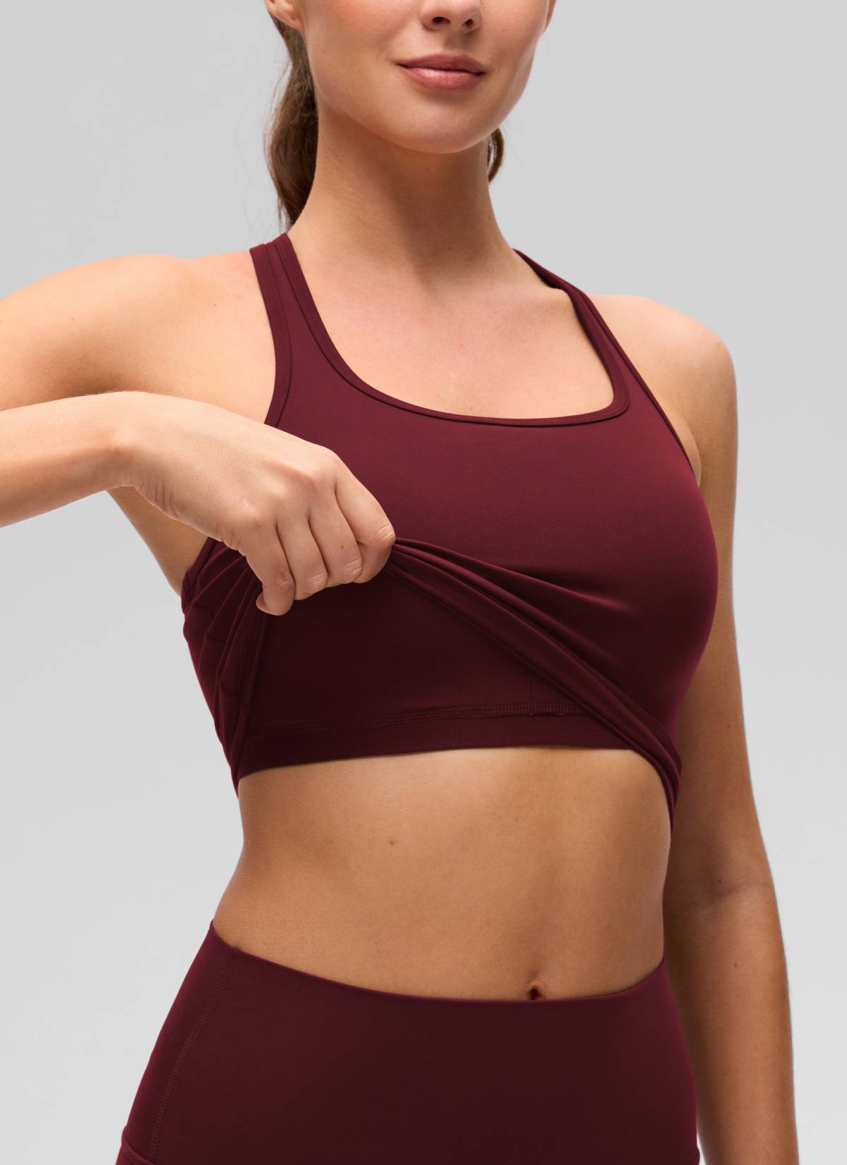 CRZ YOGA Sujetador con Escote Redondo y Espalda en Y para Mujer Merlot Rojo