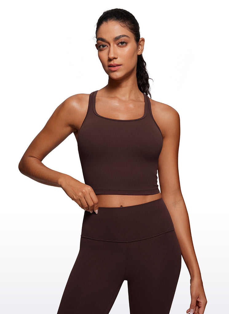 CRZ YOGA Butterluxe Sujetador con Escote Redondo y Espalda en Y para Mujer Marrón Fudge Caliente