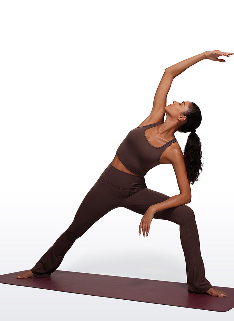 CRZ YOGA Butterluxe Sujetador con Escote Redondo y Espalda en Y para Mujer Marrón Fudge Caliente