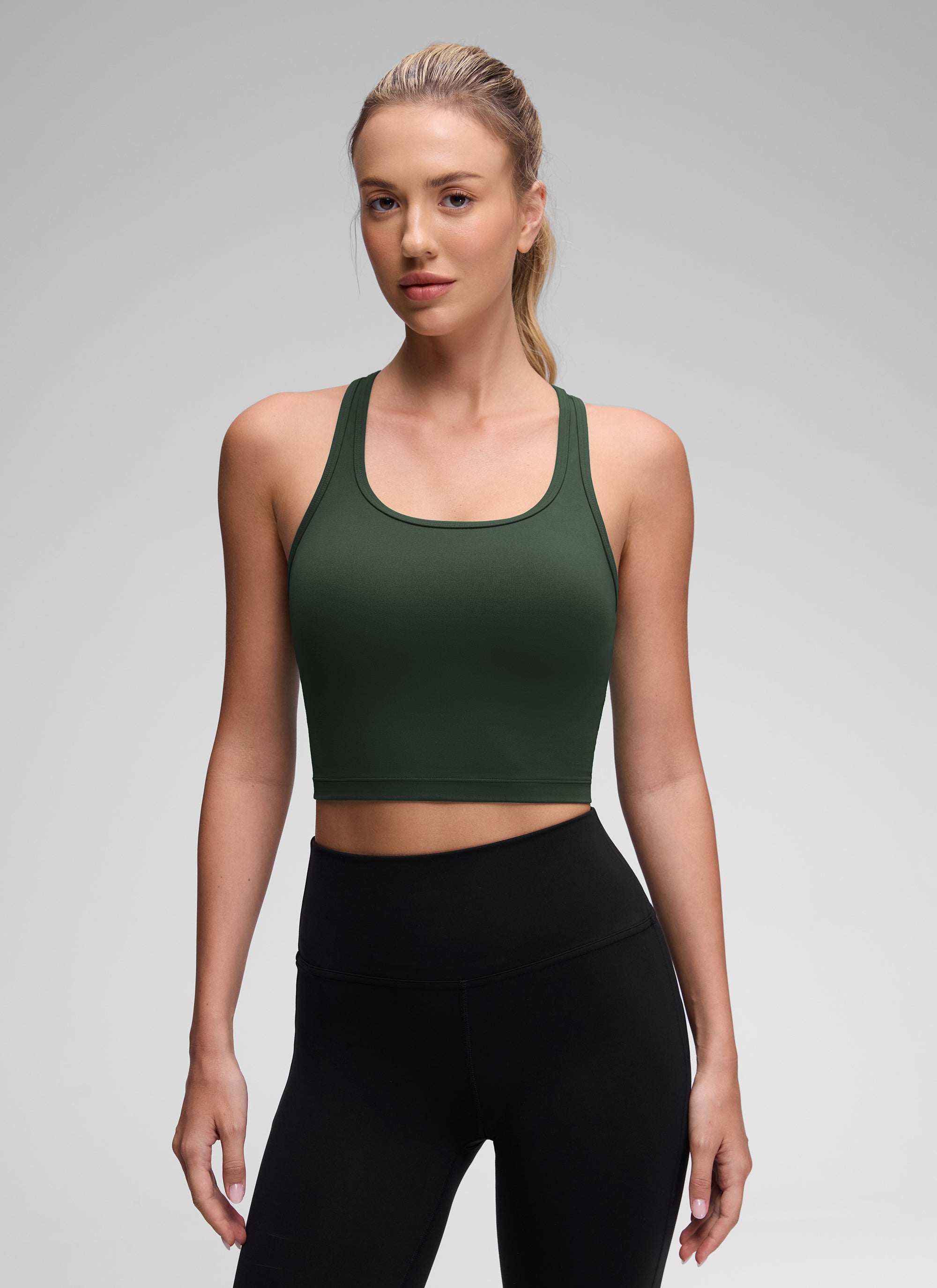 CRZ YOGA Sujetador con Escote Redondo y Espalda en Y para Mujer Leyenda Verde