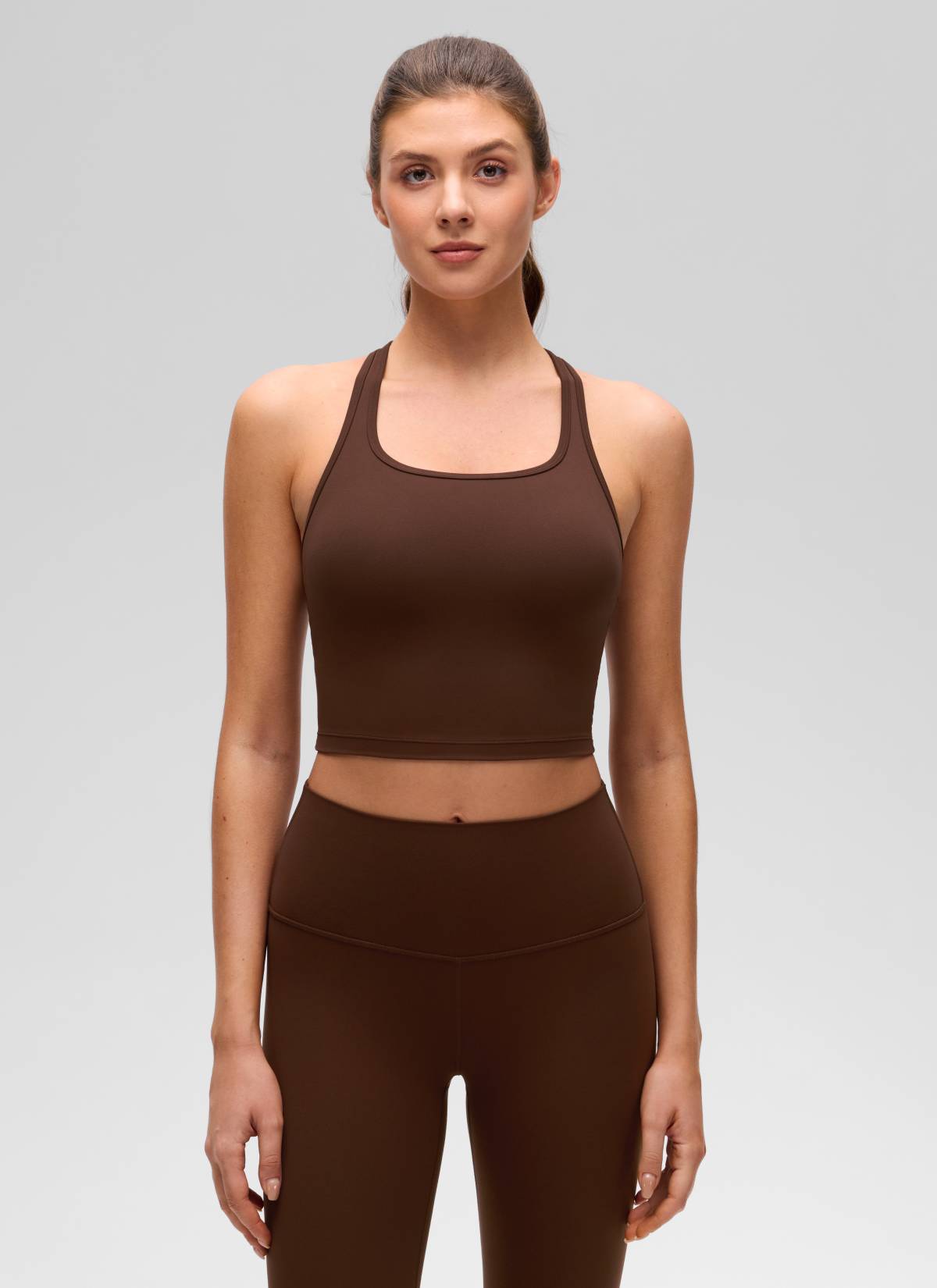 CRZ YOGA Sujetador con Escote Redondo y Espalda en Y para Mujer Marrón Lava