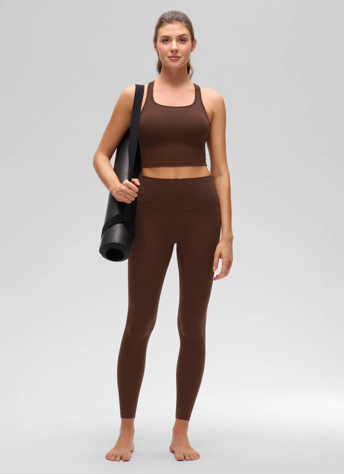 CRZ YOGA Sujetador con Escote Redondo y Espalda en Y para Mujer Marrón Lava