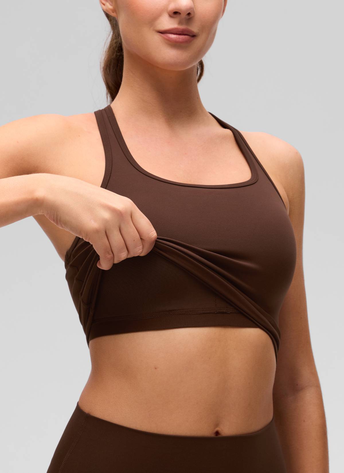 CRZ YOGA Sujetador con Escote Redondo y Espalda en Y para Mujer Marrón Lava