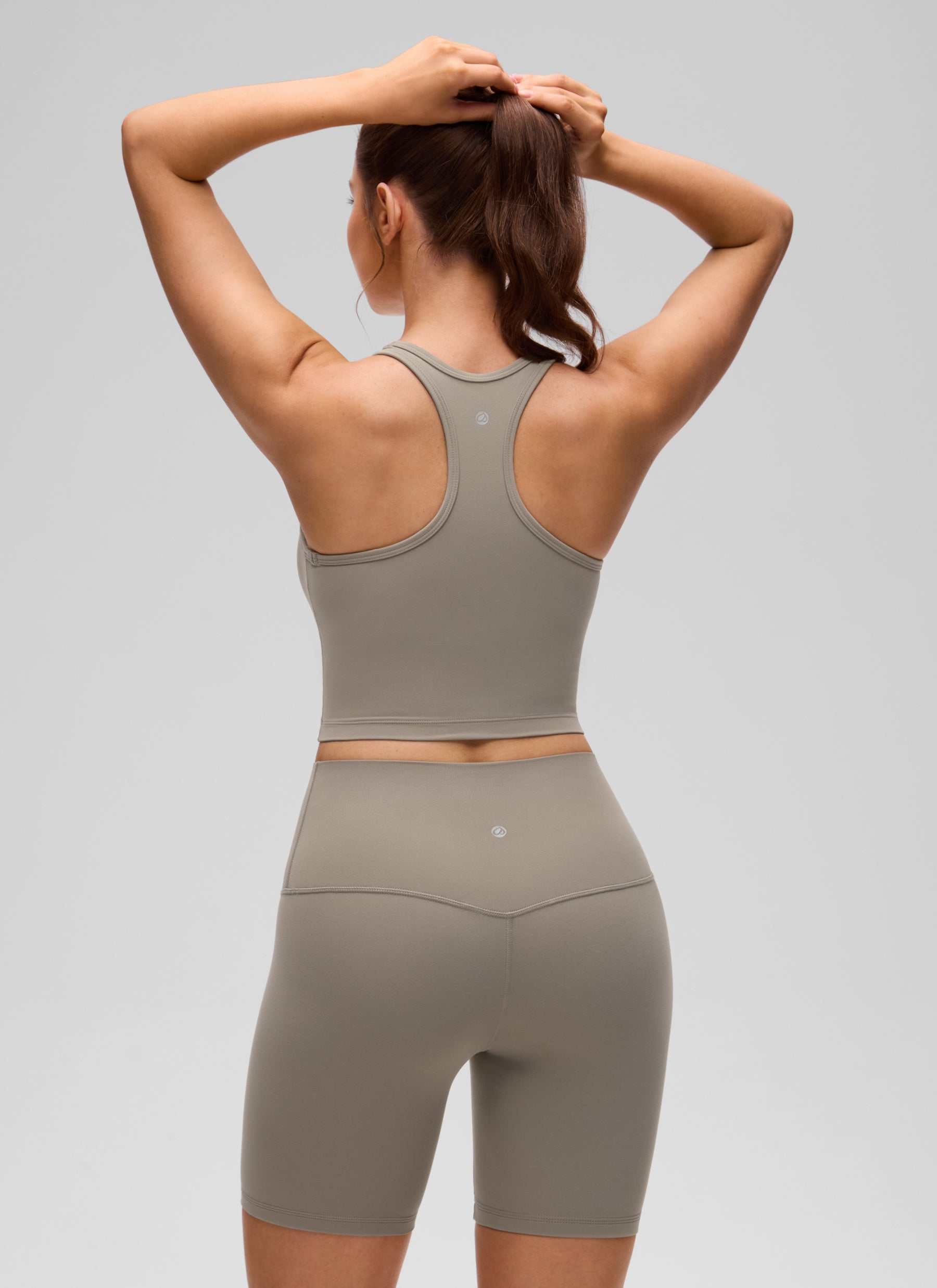 CRZ YOGA Sujetador con Escote Redondo y Espalda en Y para Mujer Gris Ceniza Cálido