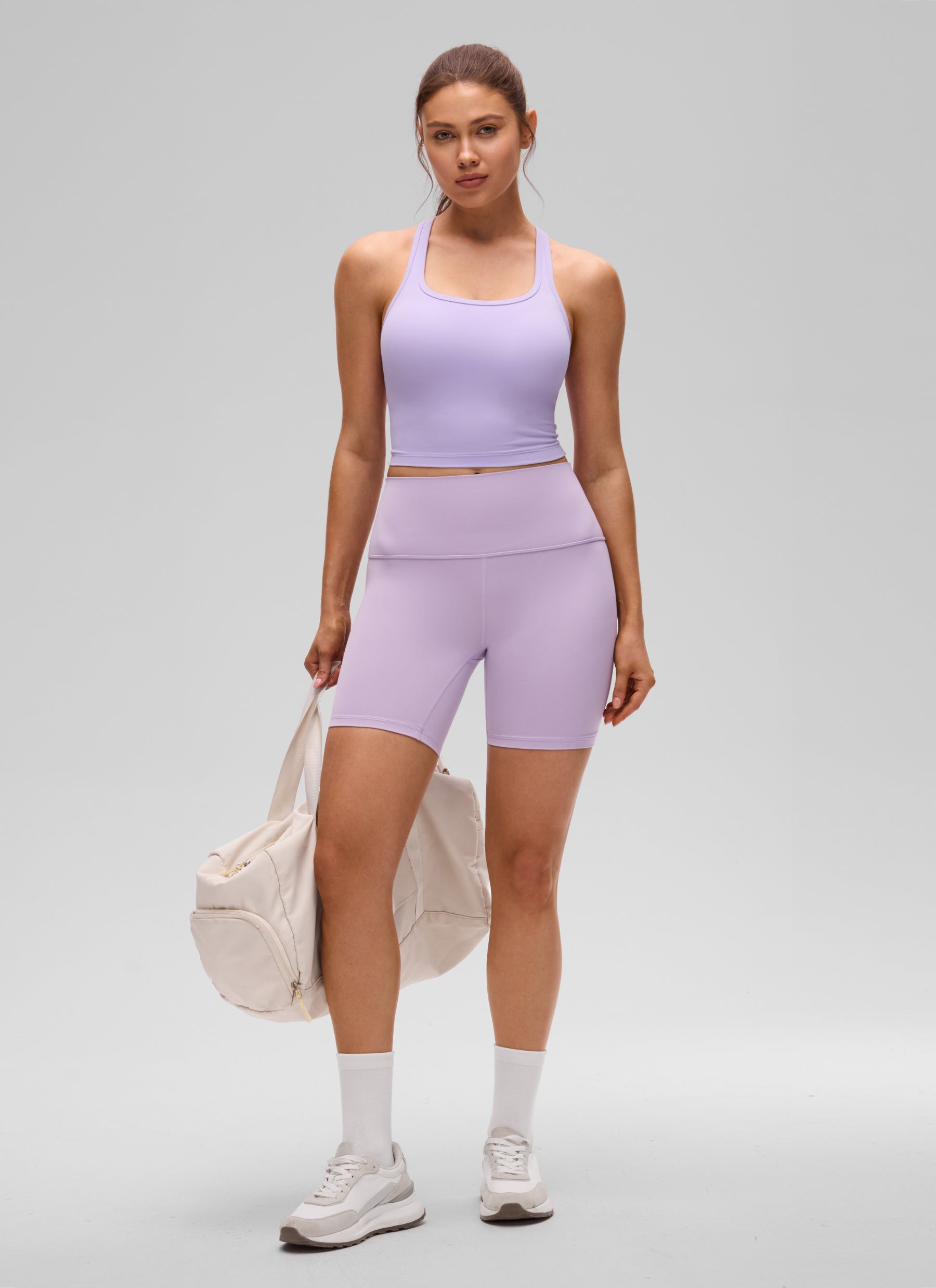 CRZ YOGA Sujetador con Escote Redondo y Espalda en Y para Mujer Escarcha Lavanda