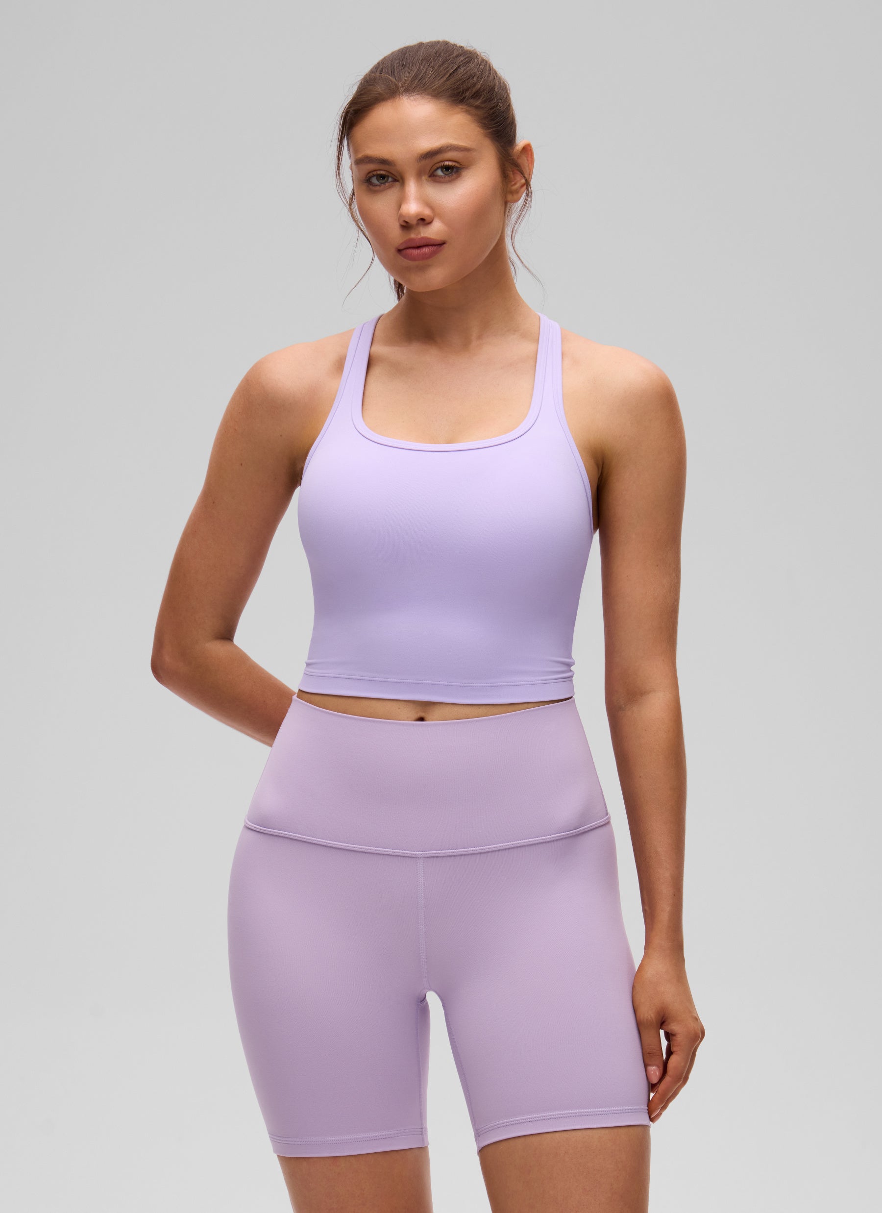 CRZ YOGA Sujetador con Escote Redondo y Espalda en Y para Mujer Escarcha Lavanda