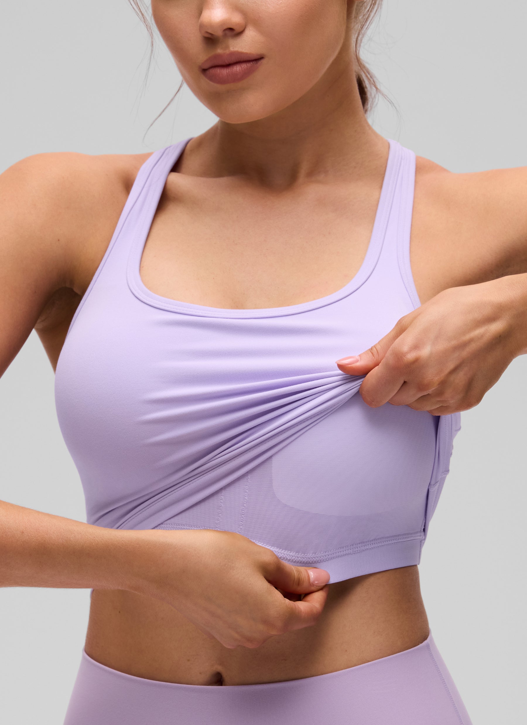 CRZ YOGA Sujetador con Escote Redondo y Espalda en Y para Mujer Escarcha Lavanda