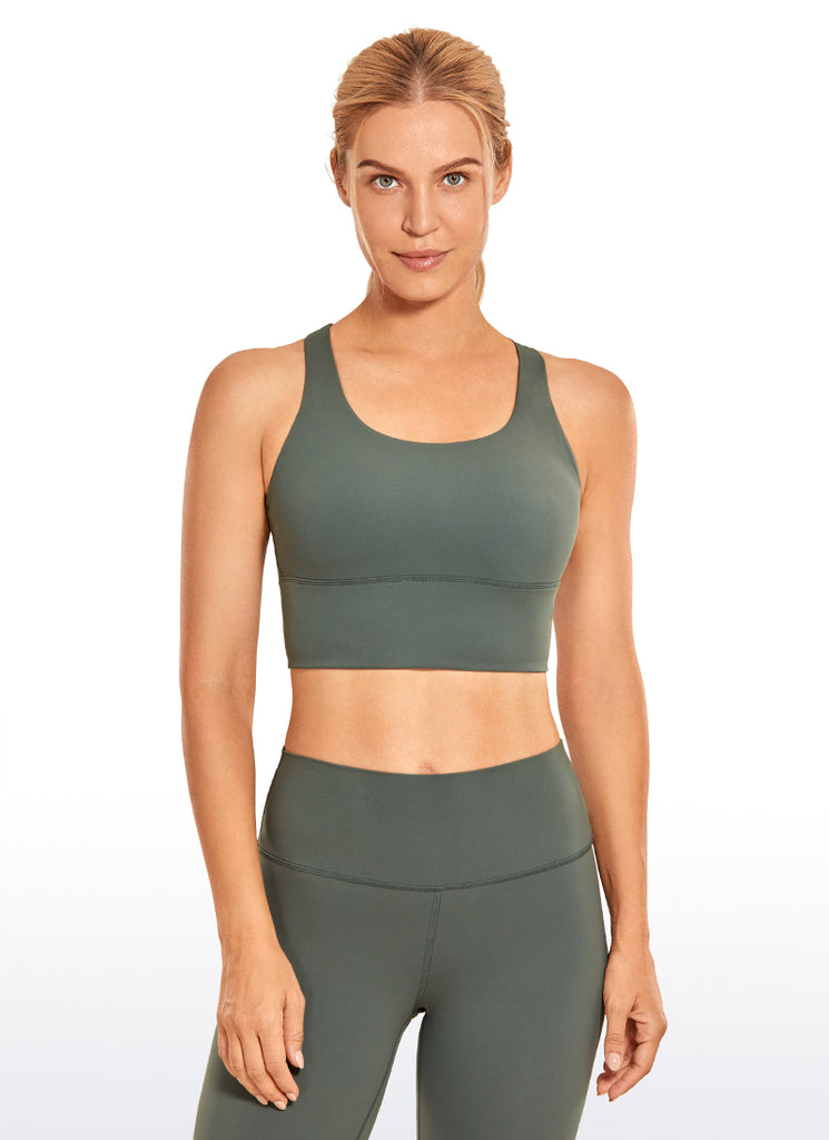 CRZ YOGA Nakedfeel Sujetador Largo con Tirantes para Mujer Salvia gris