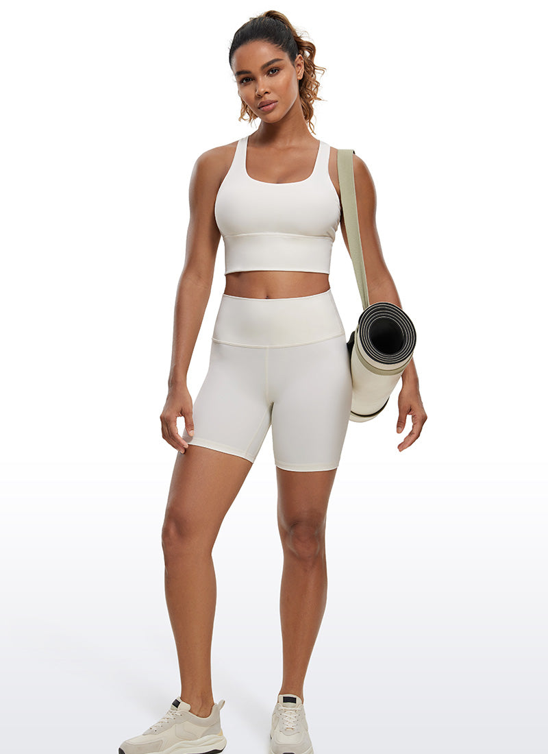 CRZ YOGA Nakedfeel Sujetador Largo con Tirantes para Mujer Albaricoque blanco