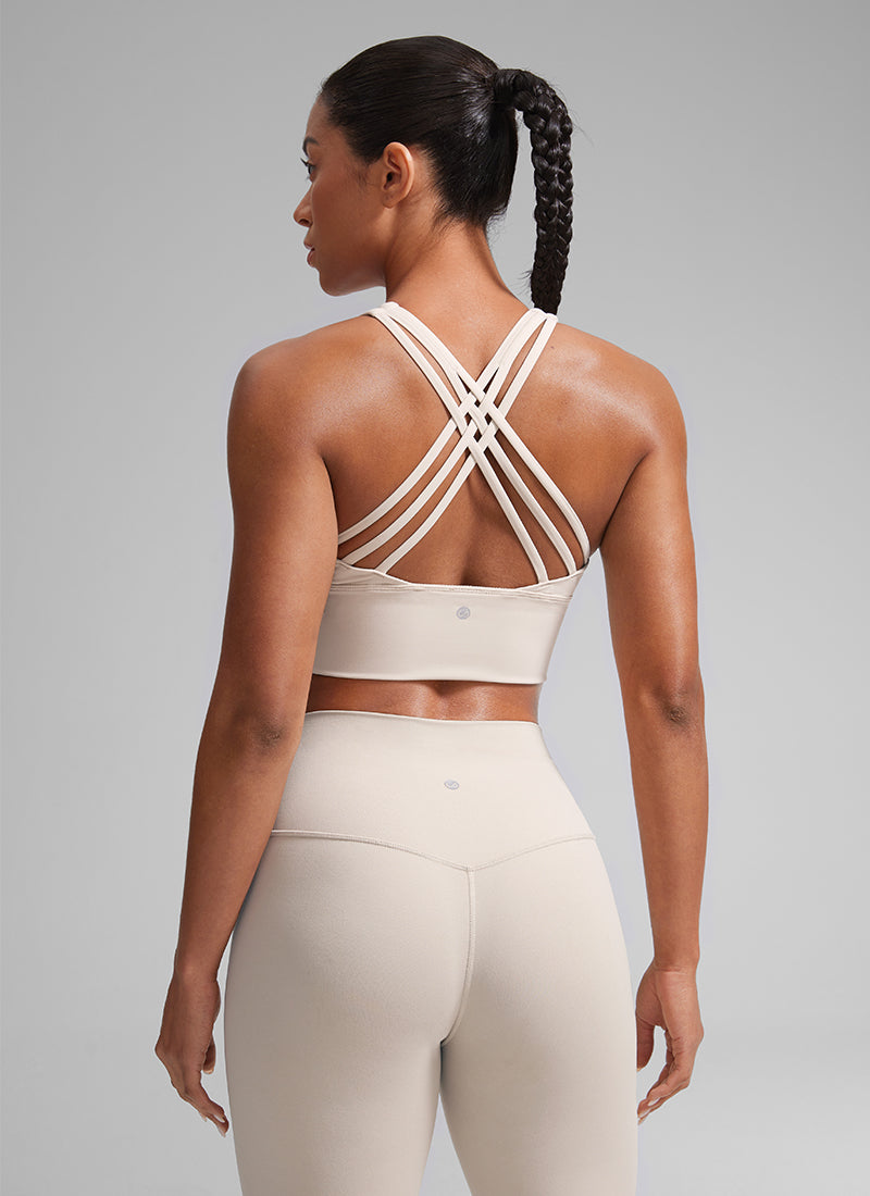 CRZ YOGA Nakedfeel Sujetador Largo con Tirantes para Mujer Bronceado Mojave