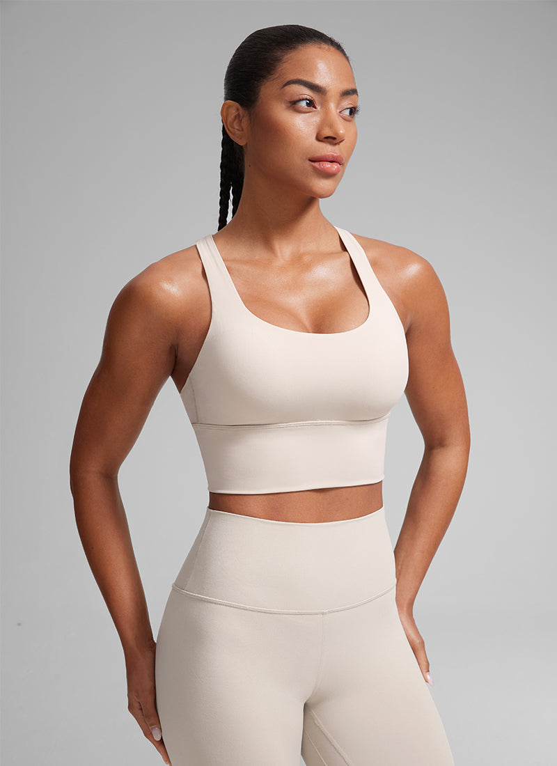 CRZ YOGA Nakedfeel Sujetador Largo con Tirantes para Mujer Bronceado Mojave