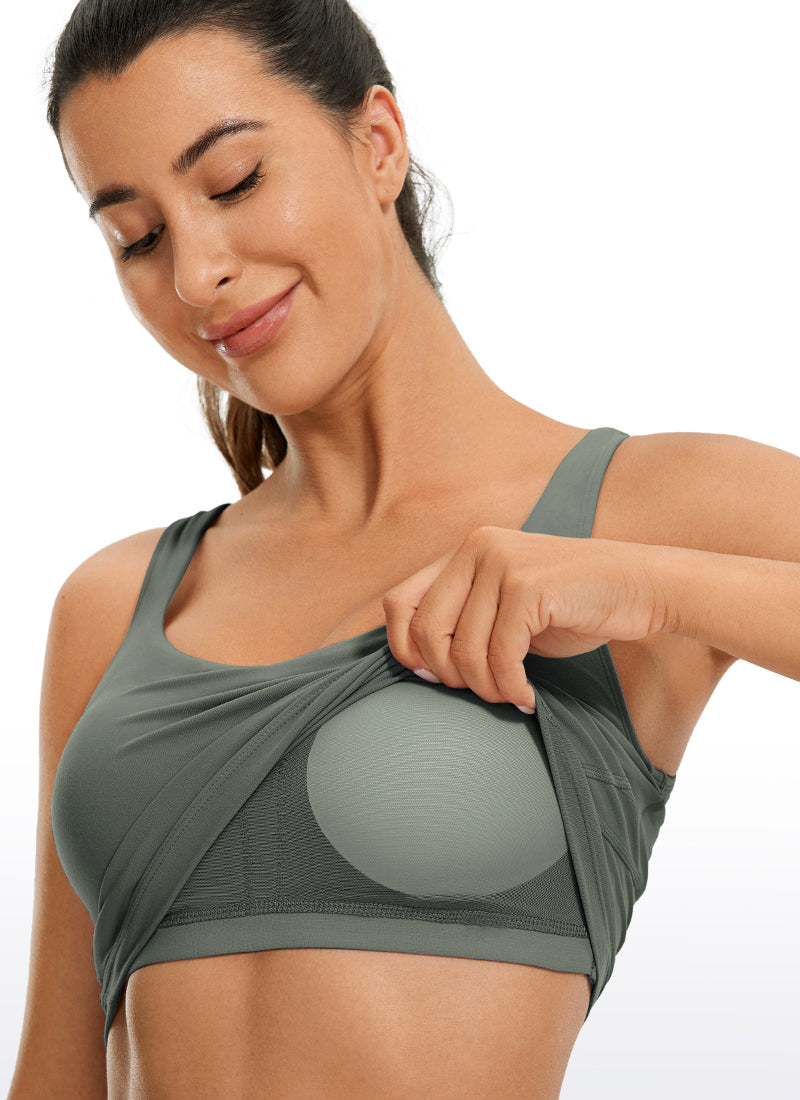 Sujetador de yoga Butterluxe de CRZ YOGA con espalda en U para mujer Salvia gris