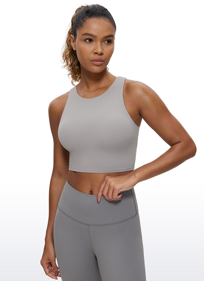 CRZ YOGA Butterluxe Camiseta sin Mangas con Espalda Cruzada para Mujer Gris Gaviota