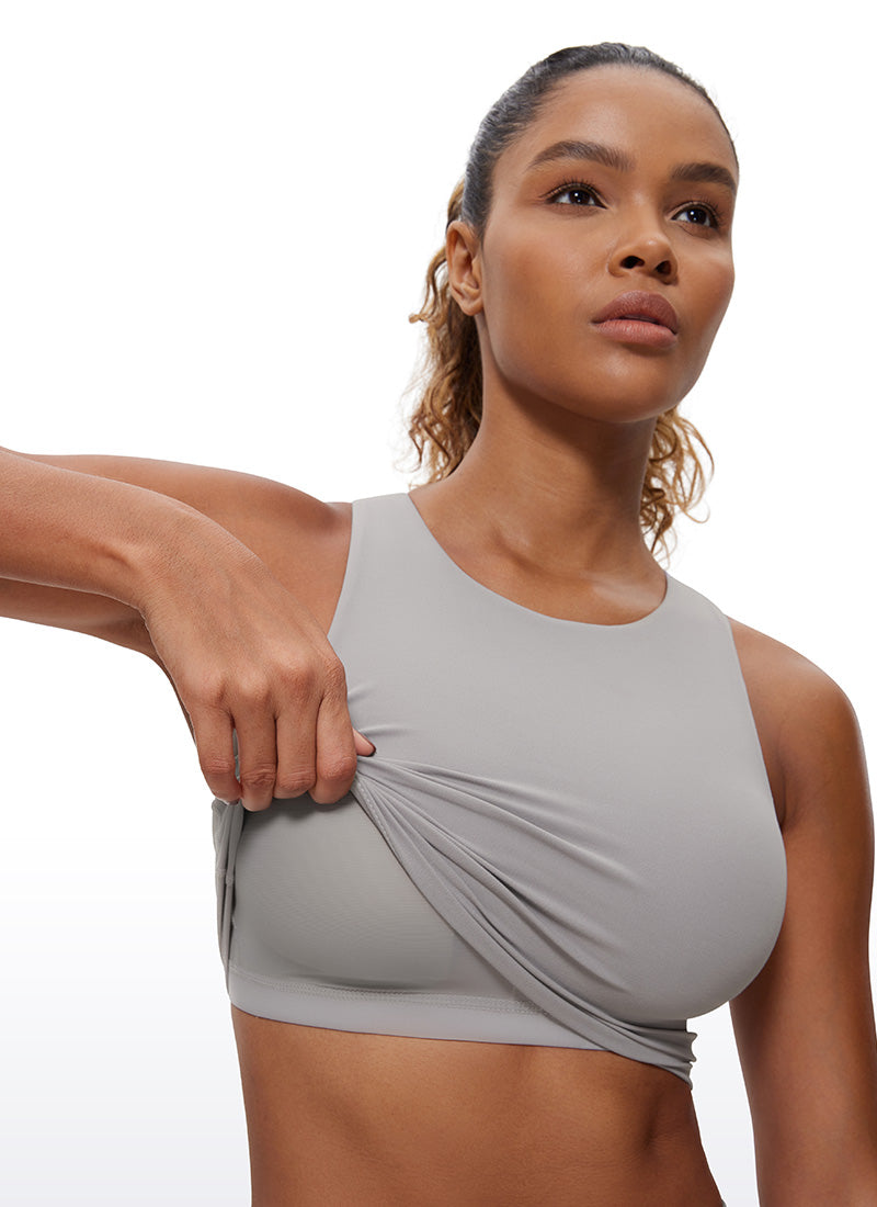 CRZ YOGA Butterluxe Camiseta sin Mangas con Espalda Cruzada para Mujer Gris Gaviota