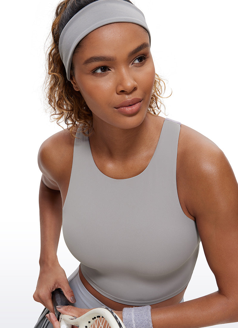 CRZ YOGA Butterluxe Camiseta sin Mangas con Espalda Cruzada para Mujer Gris Gaviota