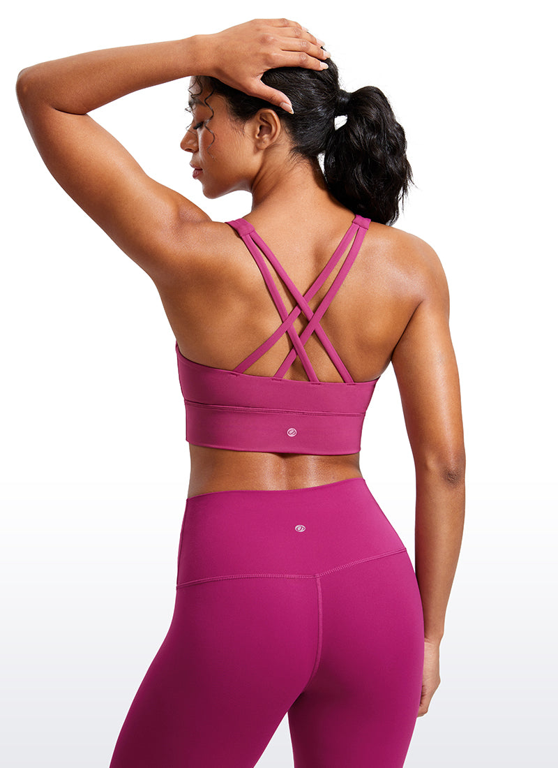 CRZ YOGA Sujetador de Entrenamiento con Espalda con Tiras para Mujer Malva Lavado