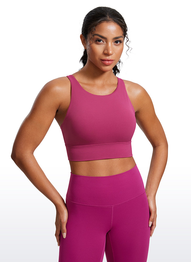 CRZ YOGA Sujetador de Entrenamiento con Espalda con Tiras para Mujer Malva Lavado
