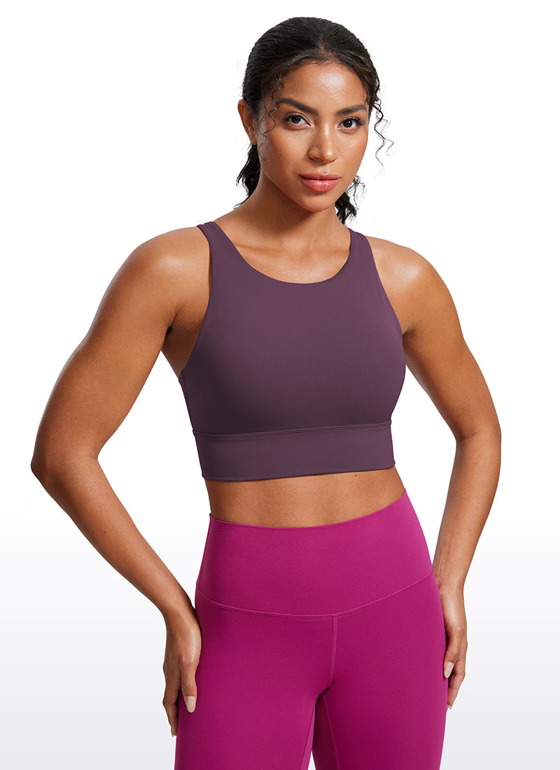 CRZ YOGA Sujetador de Entrenamiento con Espalda con Tiras para Mujer Uva Cardo Morado