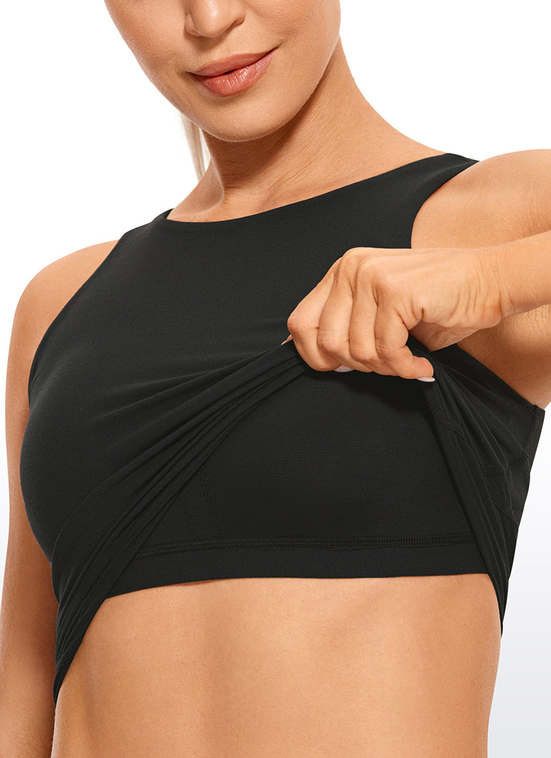 CRZ YOGA Butterluxe Sujetador de Cuello Alto y Espalda en U para Mujer Negro