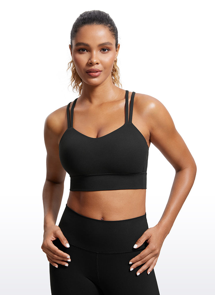 CRZ YOGA Butterluxe Sujetador de Copa Moldeada Entrecruzada para Mujer Negro