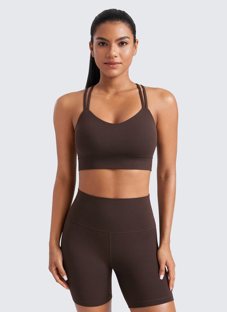 CRZ YOGA Butterluxe Sujetador de Copa Moldeada Entrecruzada para Mujer Azul Destello