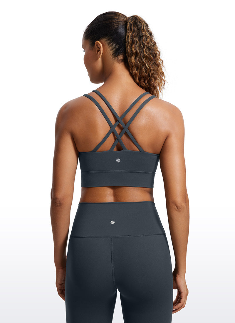 CRZ YOGA Butterluxe Sujetador de Copa Moldeada Entrecruzada para Mujer Negro