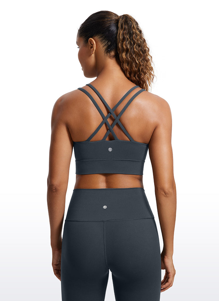 CRZ YOGA Butterluxe Sujetador de Copa Moldeada Entrecruzada para Mujer Negro