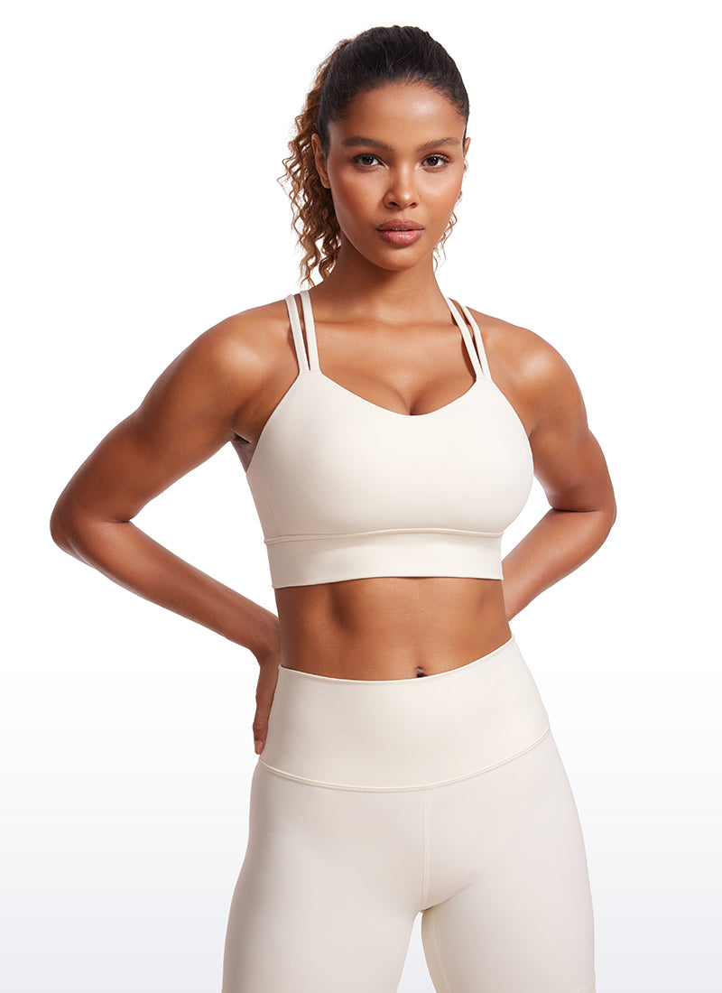 CRZ YOGA Butterluxe Sujetador de Copa Moldeada Entrecruzada para Mujer Albaricoque blanco