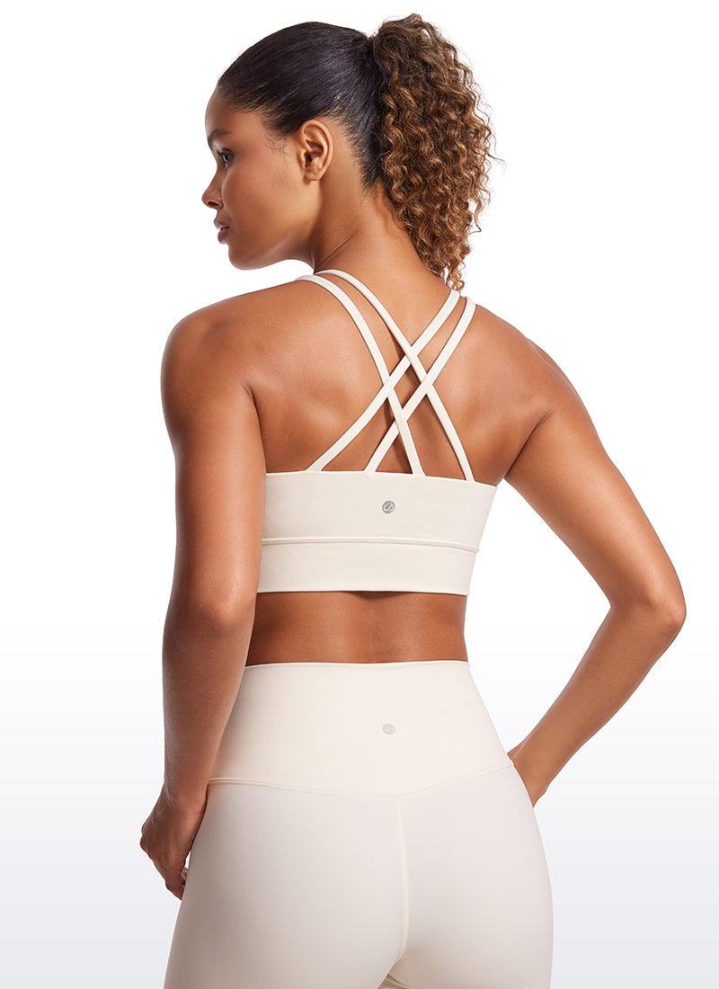 CRZ YOGA Butterluxe Sujetador de Copa Moldeada Entrecruzada para Mujer Albaricoque blanco