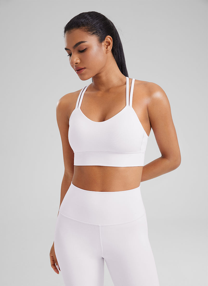 CRZ YOGA Butterluxe Sujetador de Copa Moldeada Entrecruzada para Mujer Albaricoque blanco